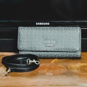 ✨ GUESS Signature Monogram Abbas Slim Logo Clutch Wallet & Crossbody ✨